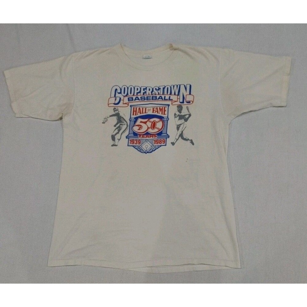 Vintage 1989 MLB Cooperstown Baseball Hall Of Fame 50 Years Tshirt Adult Size XL